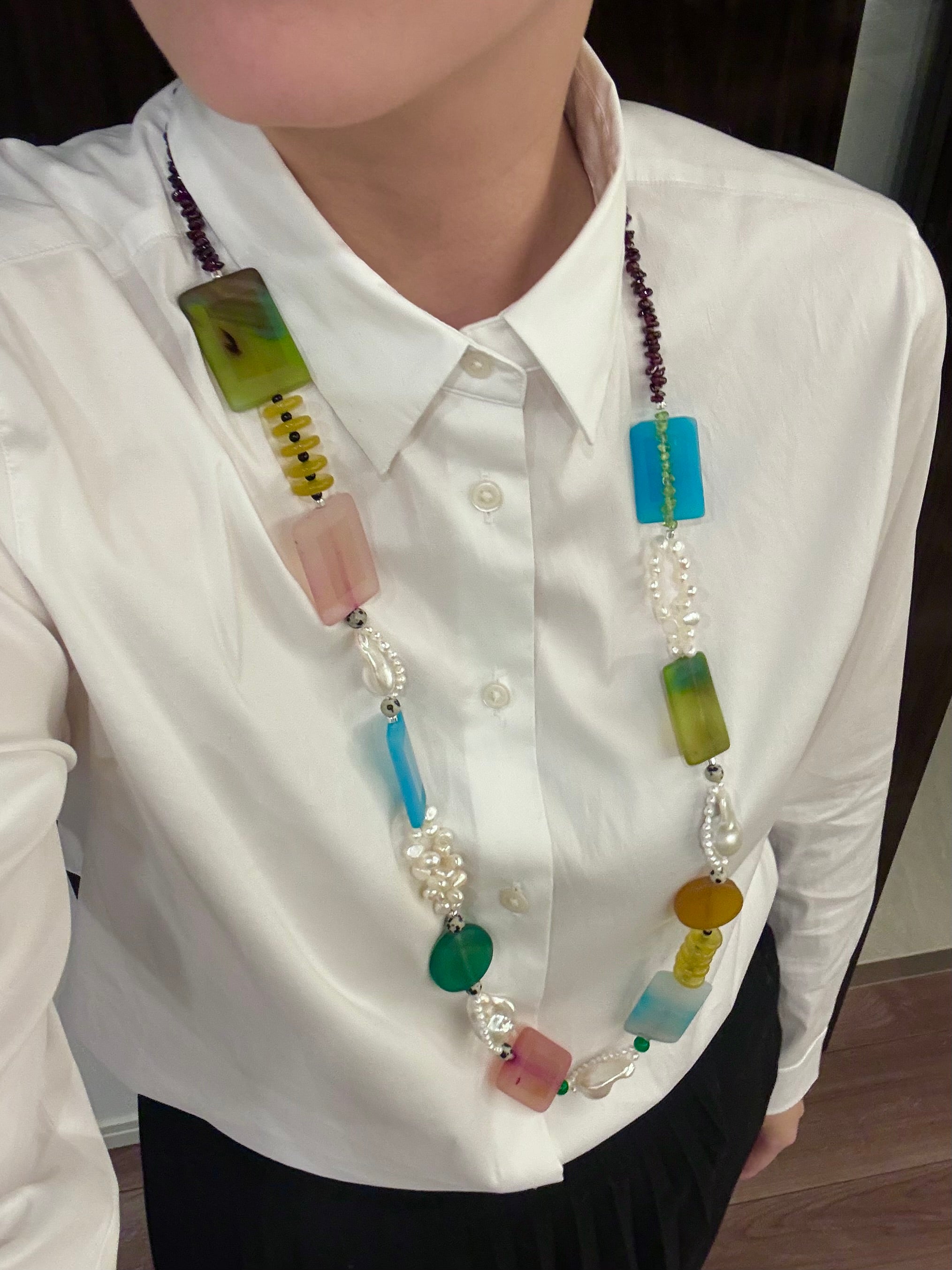 Iris — Baroque Pearl & Agate Necklace