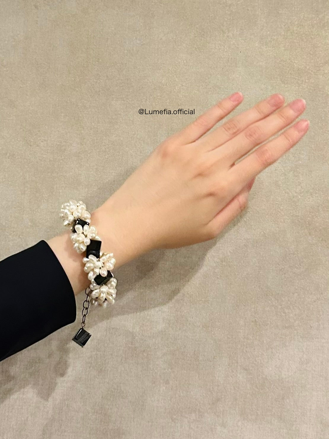 City Intervals Bracelet | Black Agate & Pearls Bracelet | Lumefia