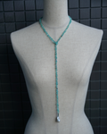 Blue Hour | Blue Apatite & Baroque Pearl Adjustable Long Necklace