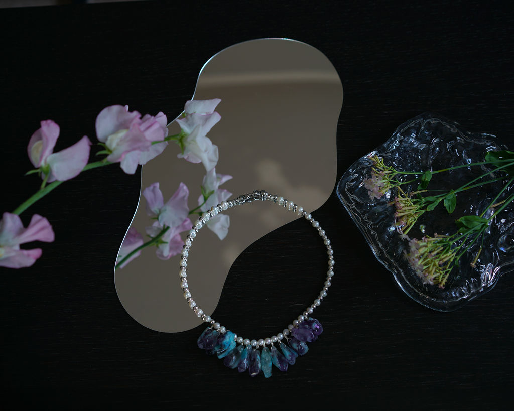 Iridescent Flow — Pearl & Quartz Necklace