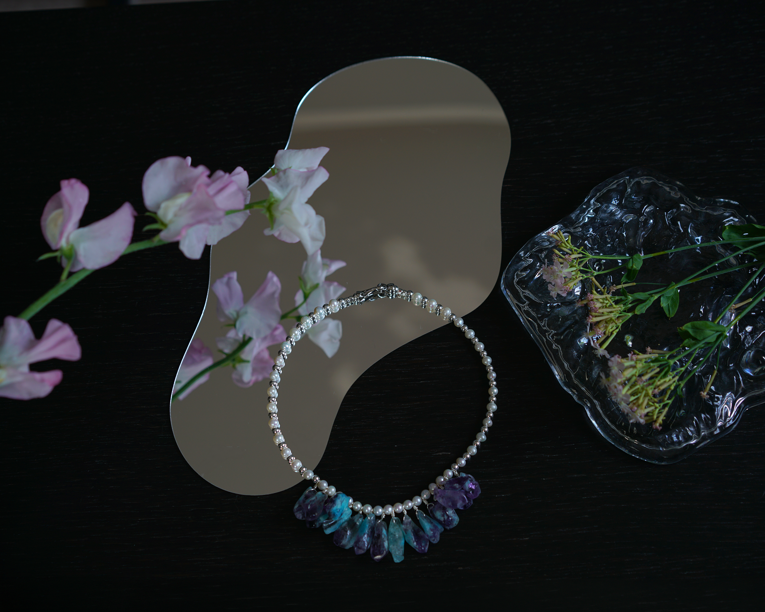 Iridescent Flow — Pearl & Quartz Necklace