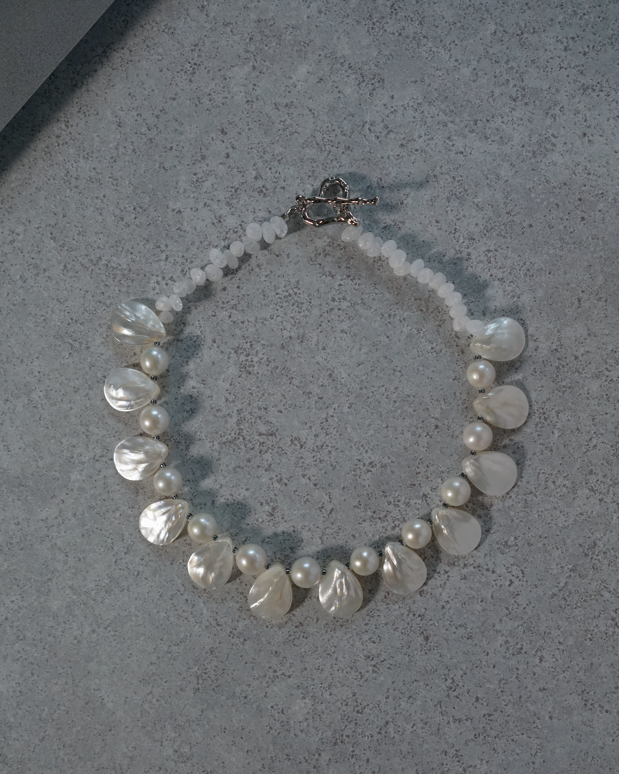 Soft Refraction — Edison Pearl & Shell Necklace