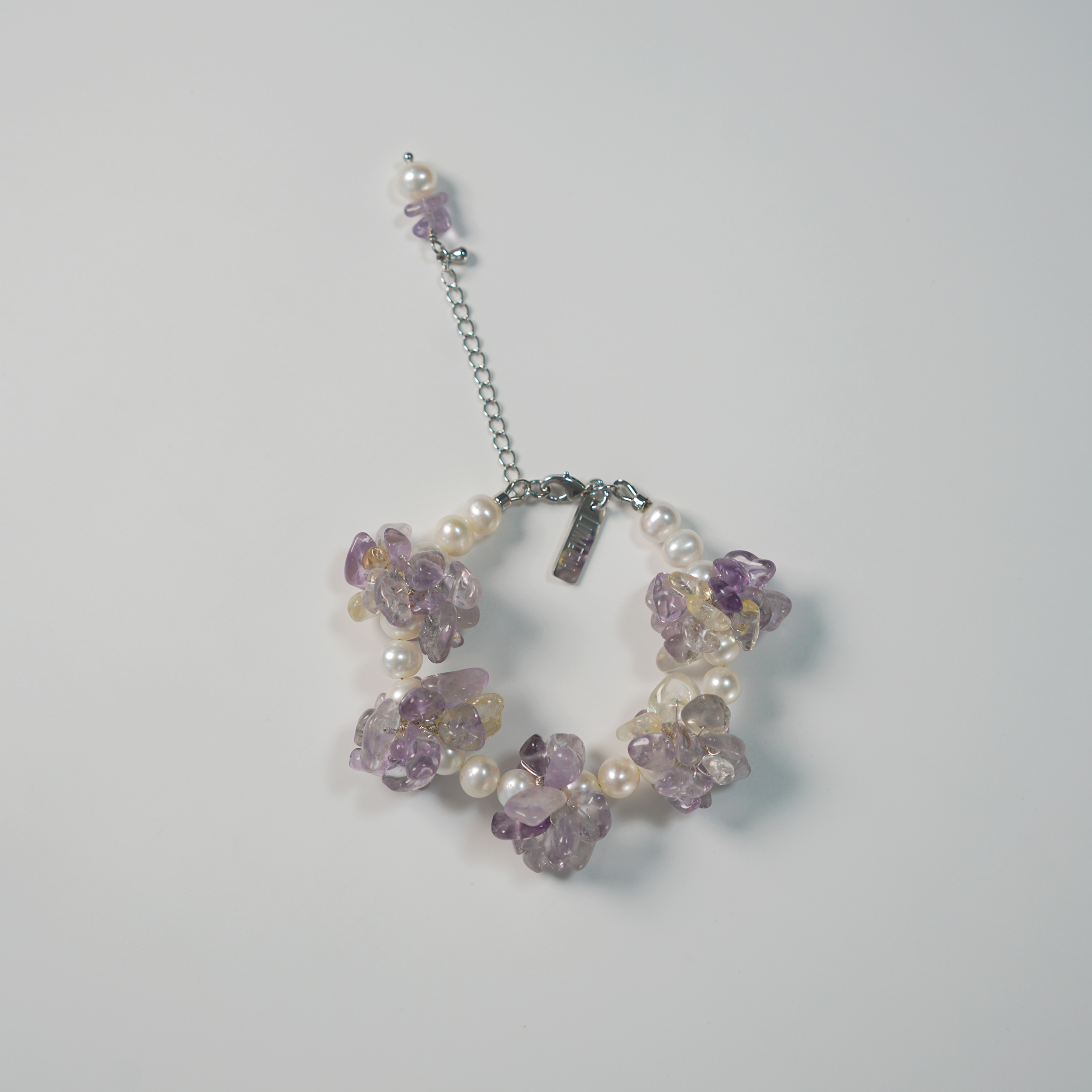 Ametrine Cluster Bracelet | Brazilian Ametrine & Pearl Bracelet | Lumefia