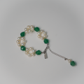 Green Orbit | Green Agate & 5–6mm Freshwater Pearl Bracelet | Lumefia