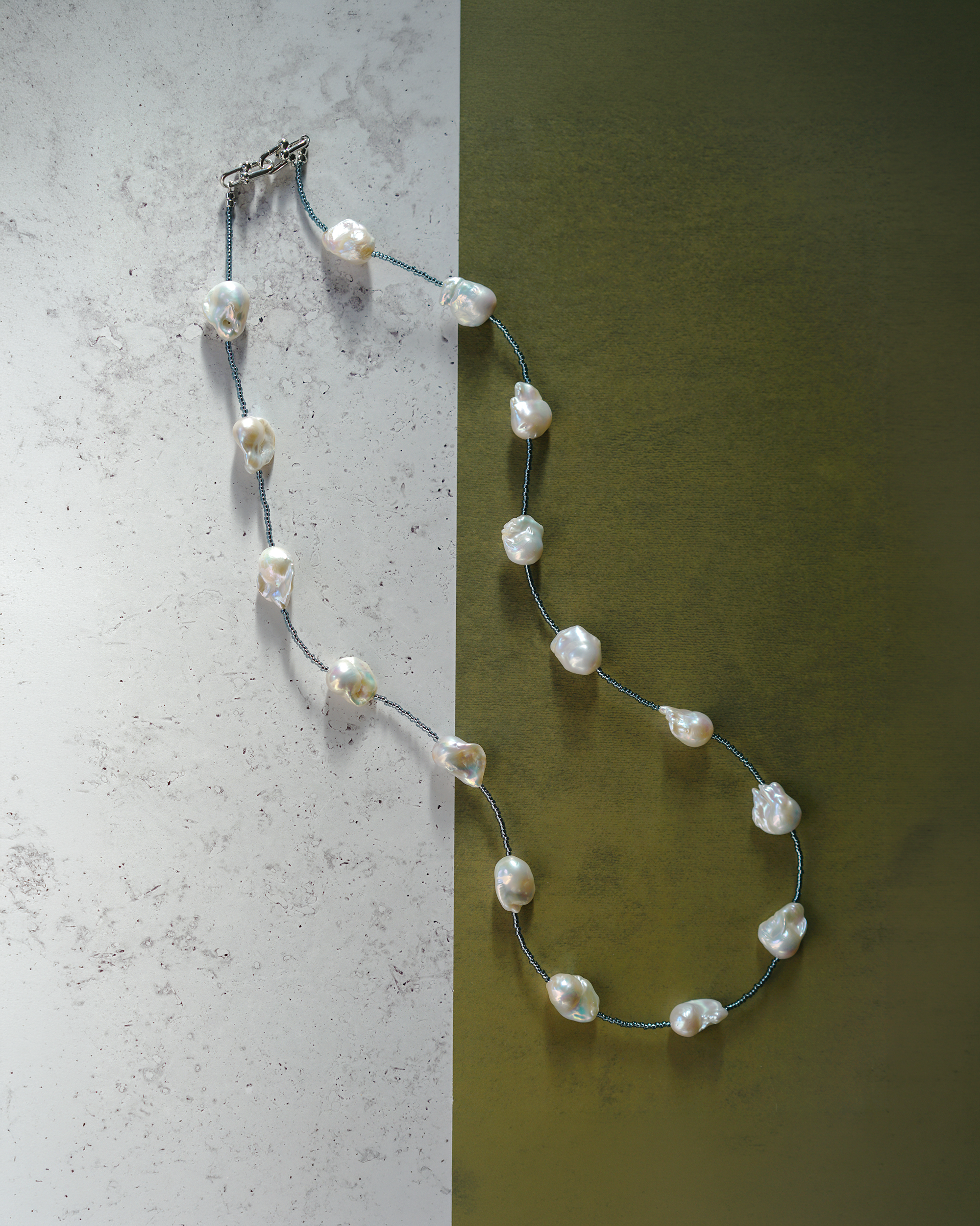 Soft Wave — Silver-blue Baroque Pearl 2-Way Necklace