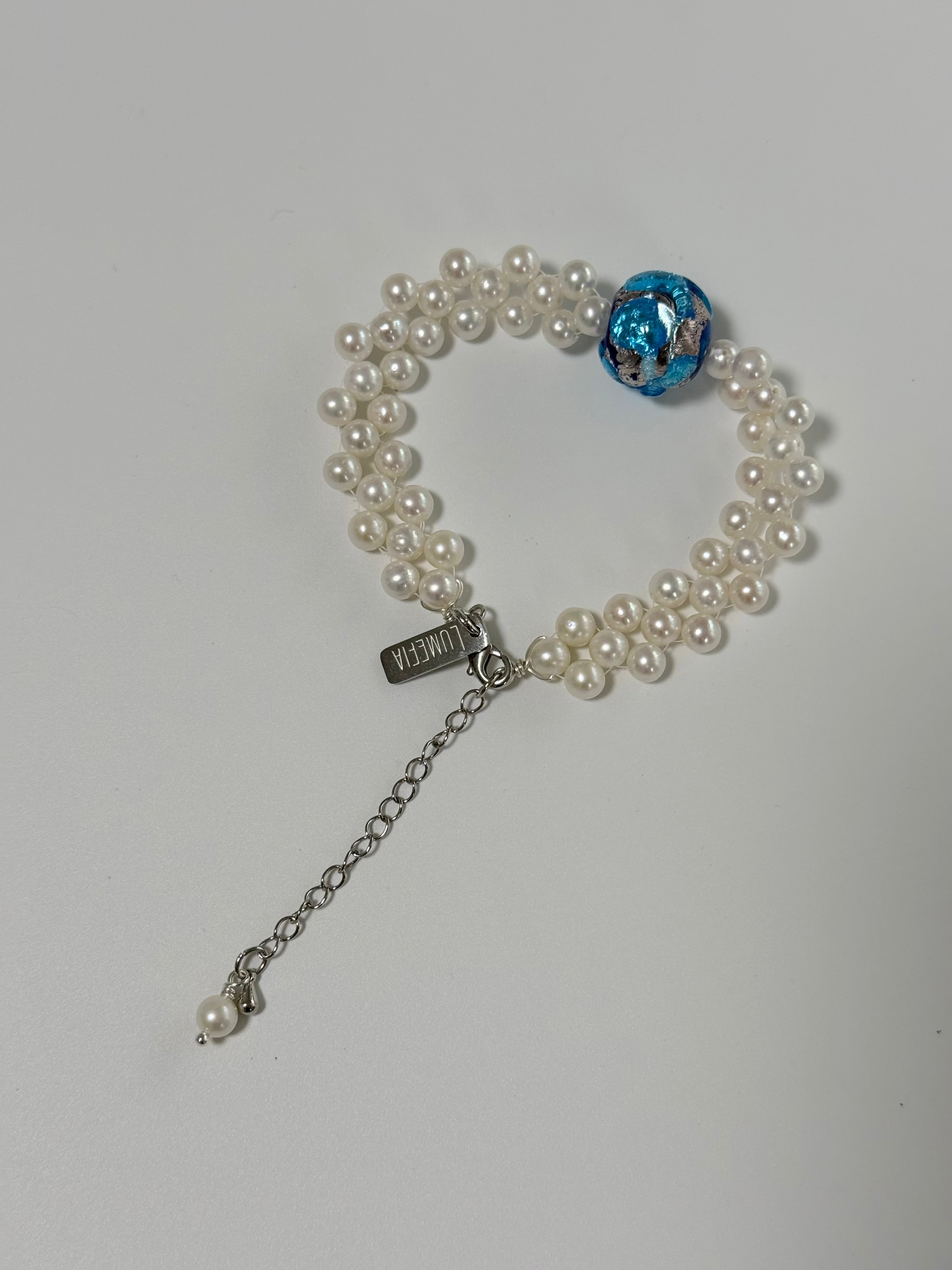 Blue Note | Freshwater Pearl & Japanese Glass Bracelet | Lumefia