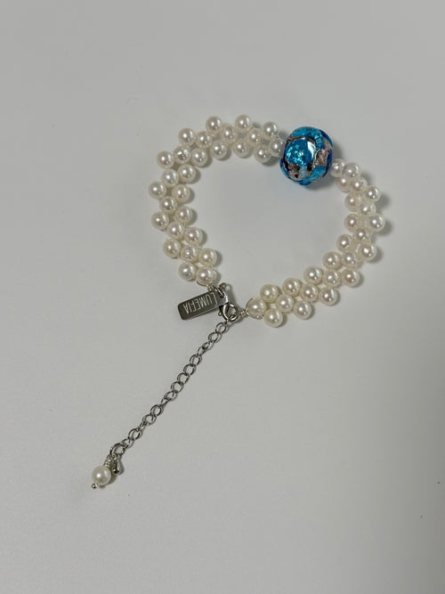 Blue Note | Freshwater Pearl & Japanese Glass Bracelet | Lumefia