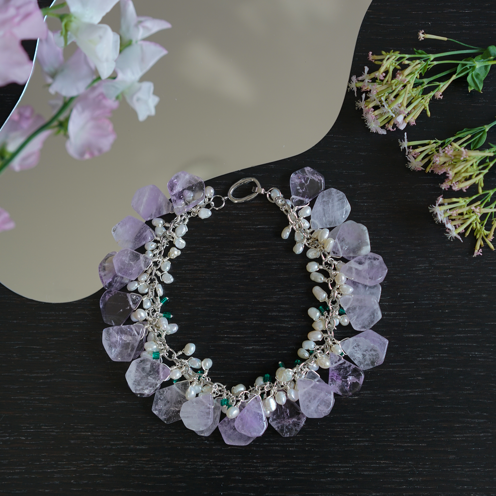 Petal Amethyst — Amethyst & Pearl Necklace