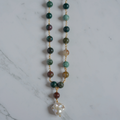 Forest Tone — Hand-Linked Agate & Baroque Pearl Necklace