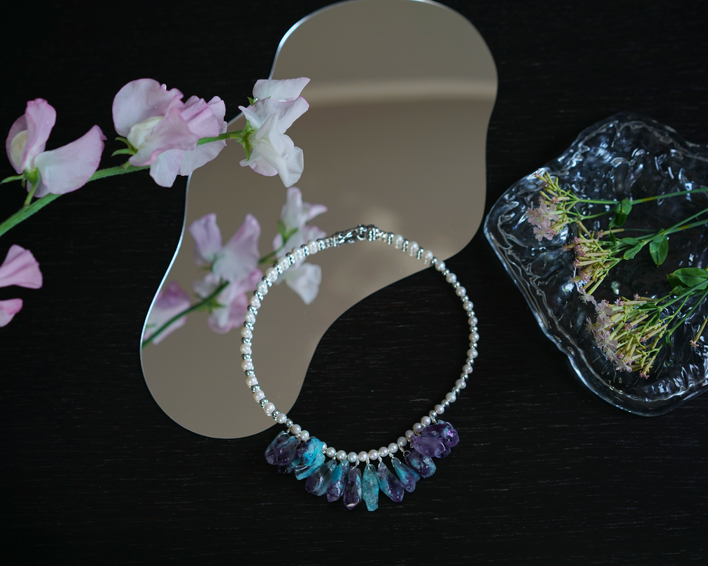 Iridescent Flow — Pearl & Quartz Necklace