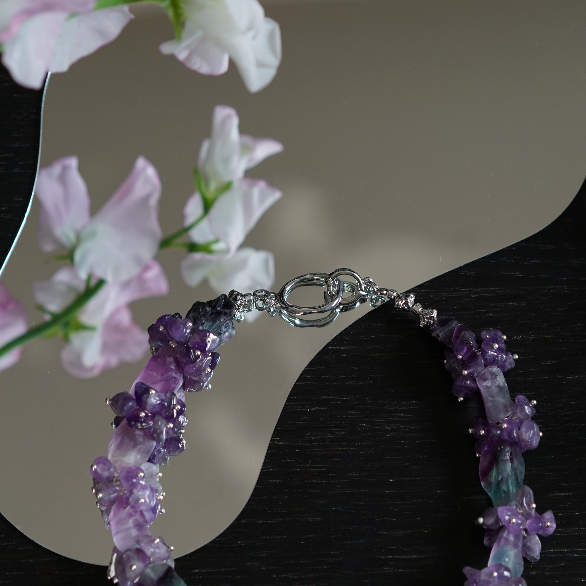Violet Tangle — Raw Fluorite & Amethyst Necklace