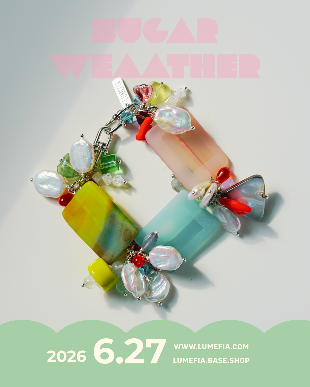 Sugar Weather Bracelet | Agate, Baroque Pearl & Czech Glass Bracelet | Lumefia