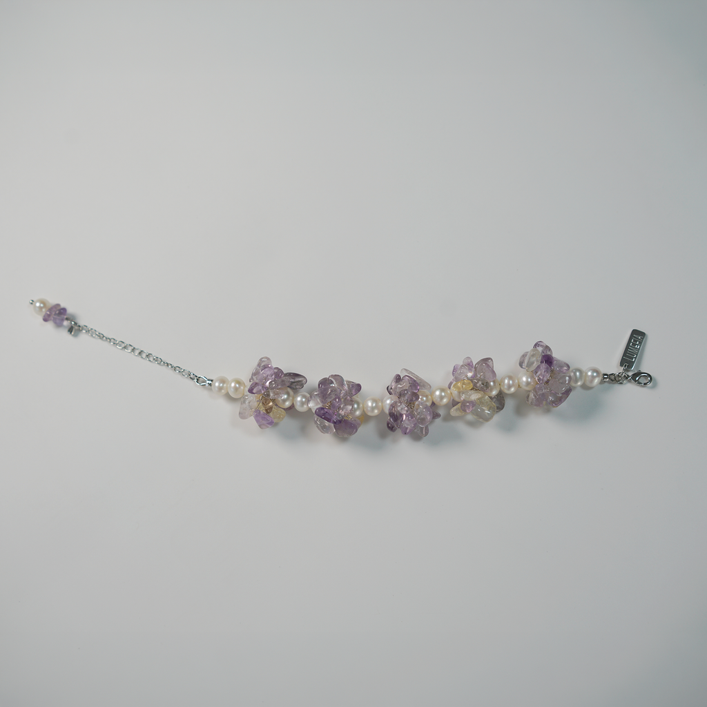 Ametrine Cluster Bracelet | Brazilian Ametrine & Pearl Bracelet | Lumefia