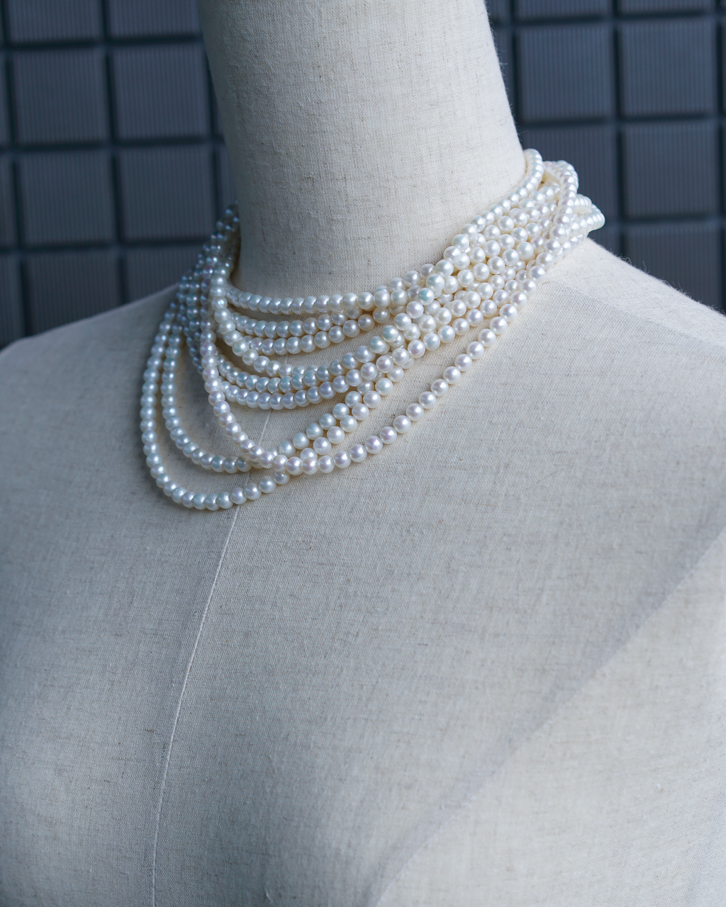 White Noise | Multi-Strand Freshwater Pearl Necklace | Lumefia