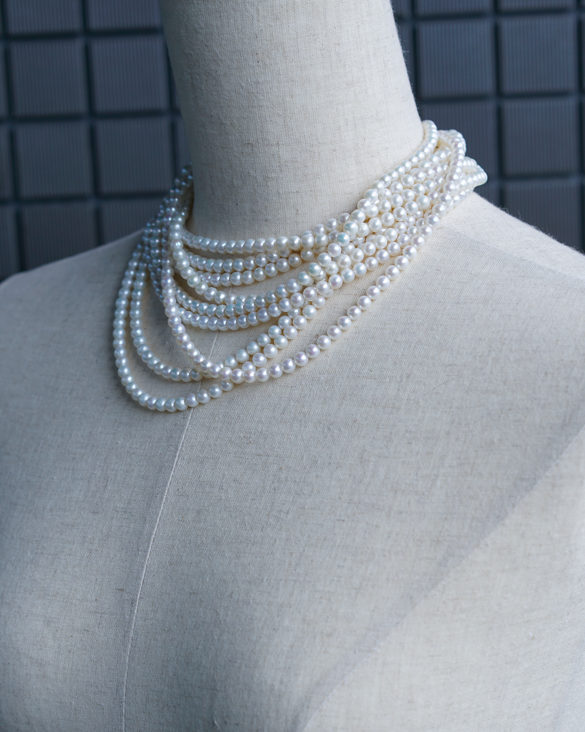 White Noise | Multi-Strand Freshwater Pearl Necklace | Lumefia