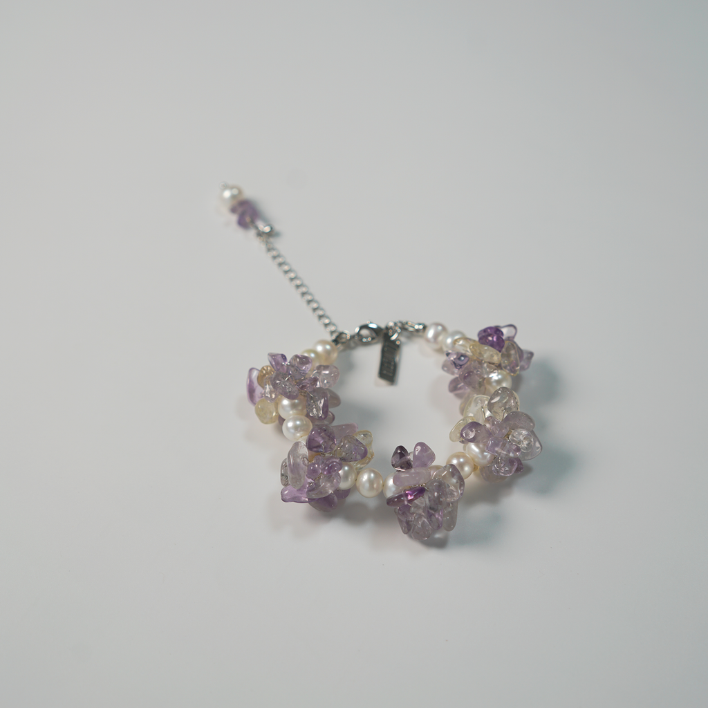 Ametrine Cluster Bracelet | Brazilian Ametrine & Pearl Bracelet | Lumefia