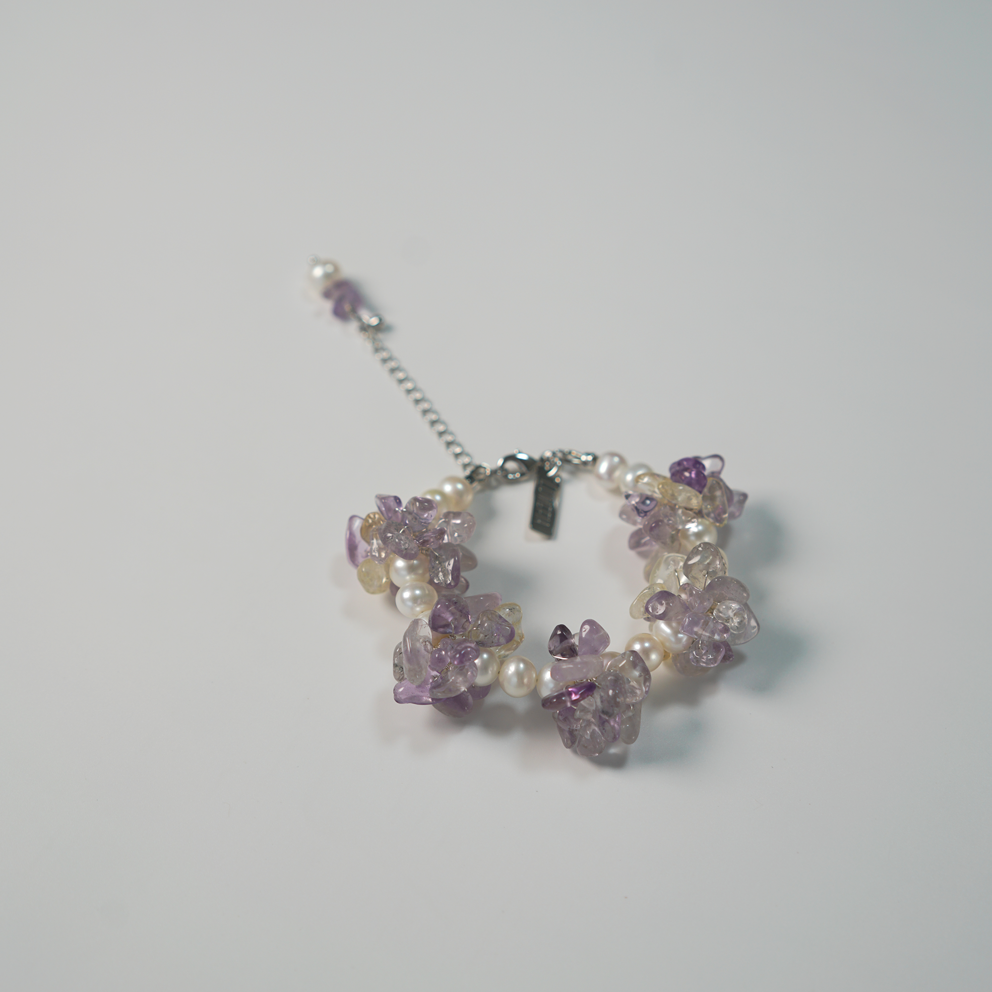 Ametrine Cluster Bracelet | Brazilian Ametrine & Pearl Bracelet | Lumefia