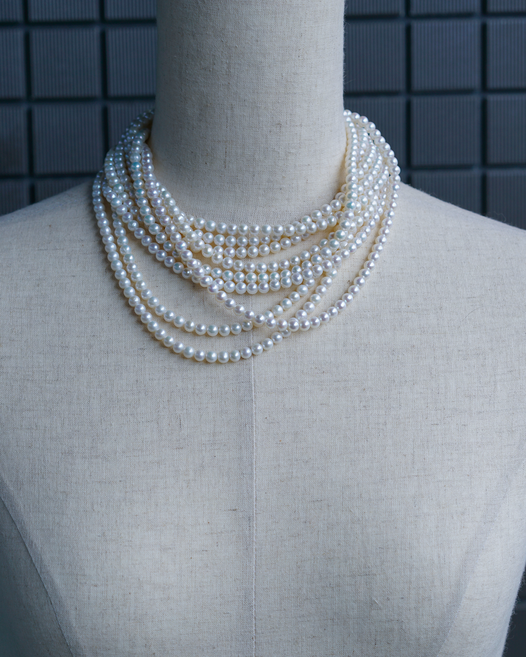 White Noise | Multi-Strand Freshwater Pearl Necklace | Lumefia