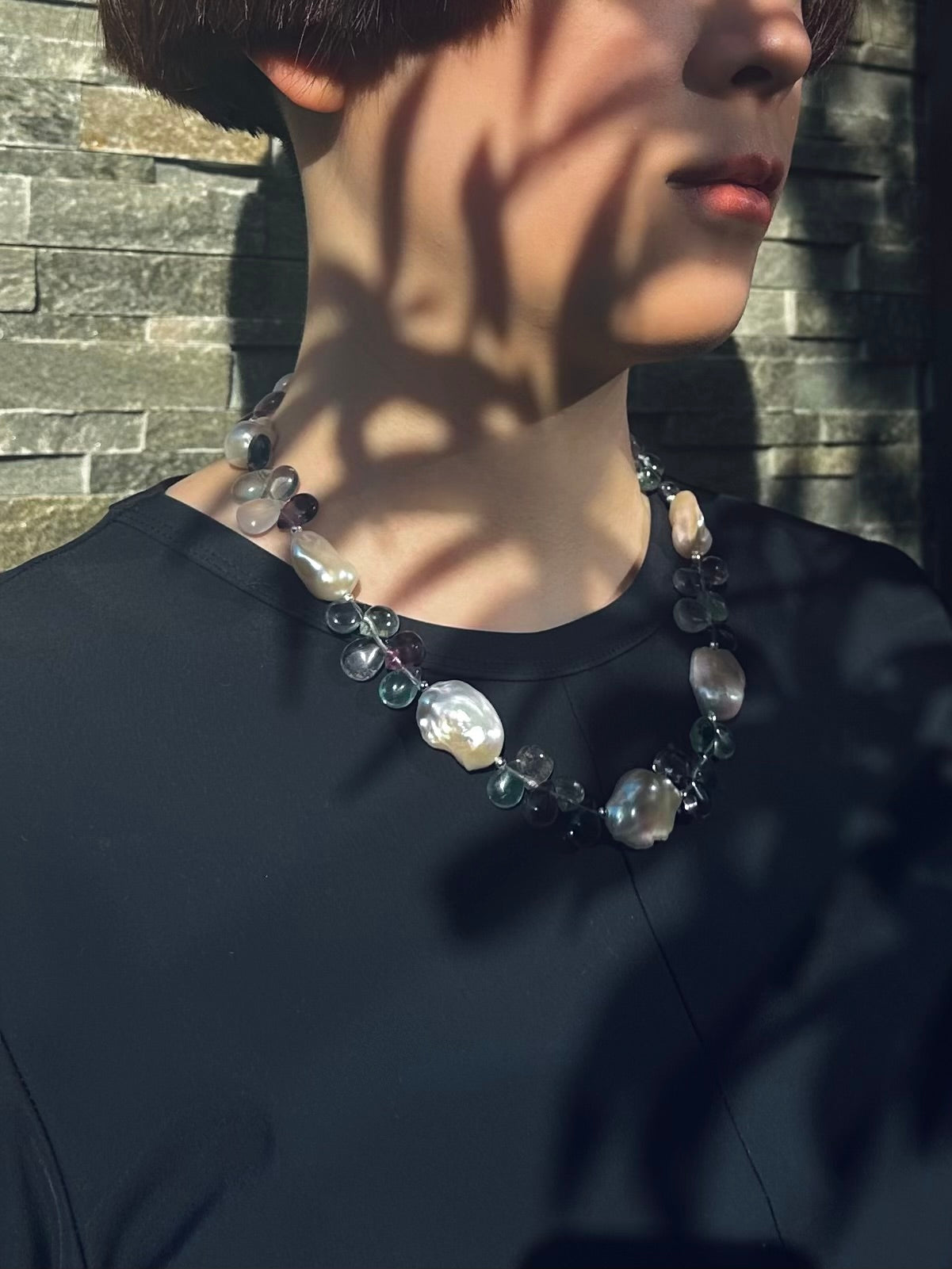 Lake Gleam — Baroque Pearl & Fluorite Necklace
