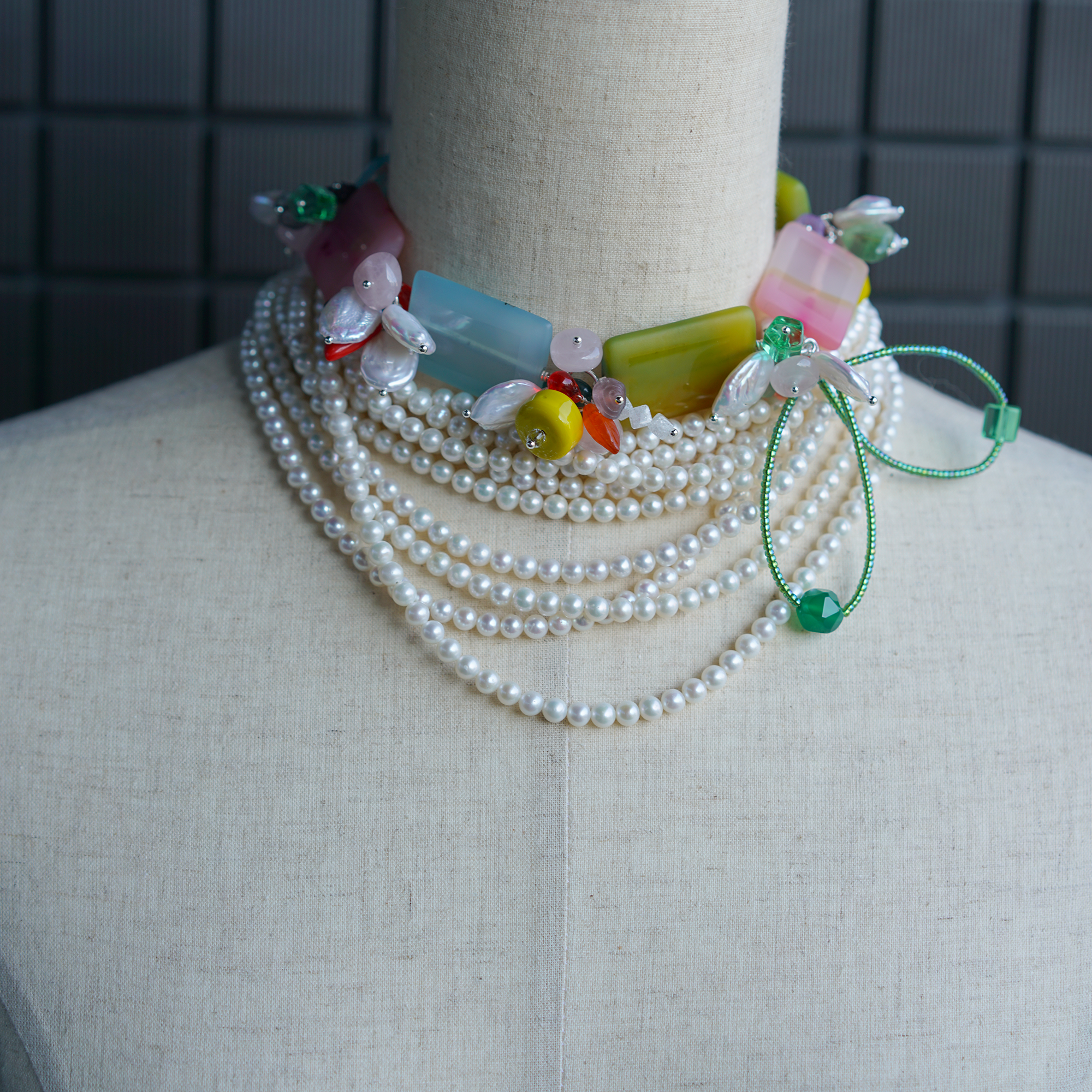 White Noise | Multi-Strand Freshwater Pearl Necklace | Lumefia