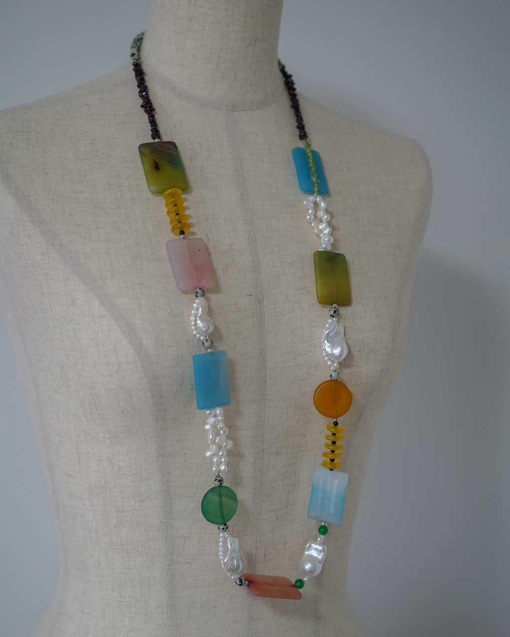 Iris — Baroque Pearl & Agate Necklace