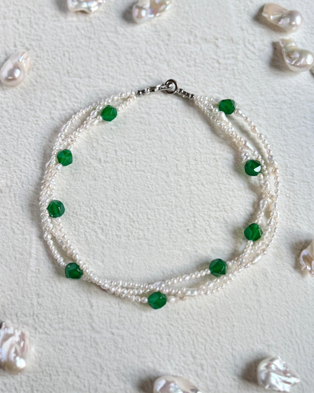 Green Sonata — Baroque Pearl & Green Agate Necklace