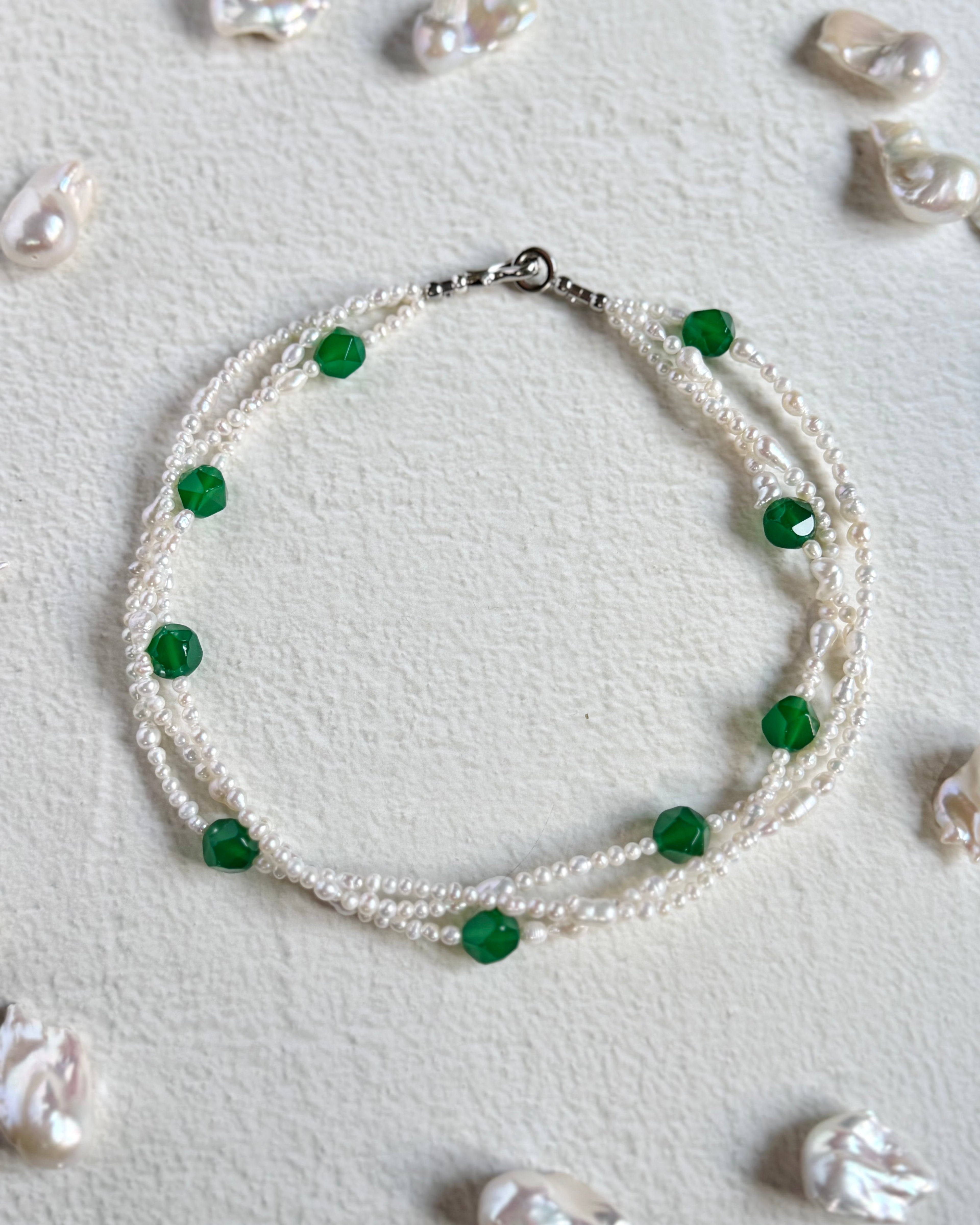 Green Sonata — Baroque Pearl & Green Agate Necklace