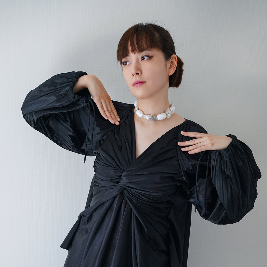 Prism Veil — Baroque Pearl & White Agate Necklace