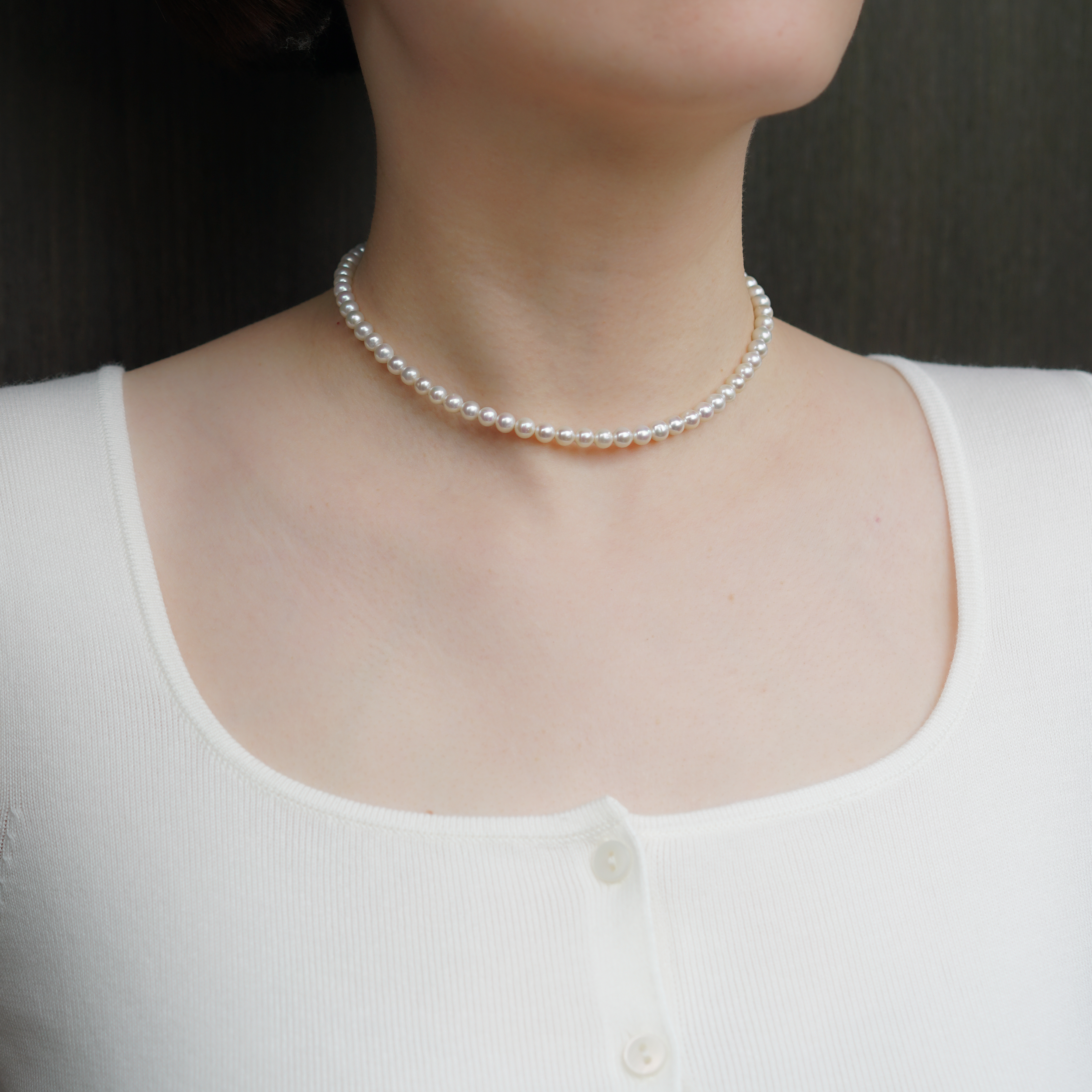 Classic Pearl Necklace | 5–6mm Freshwater Pearl | Lumefia