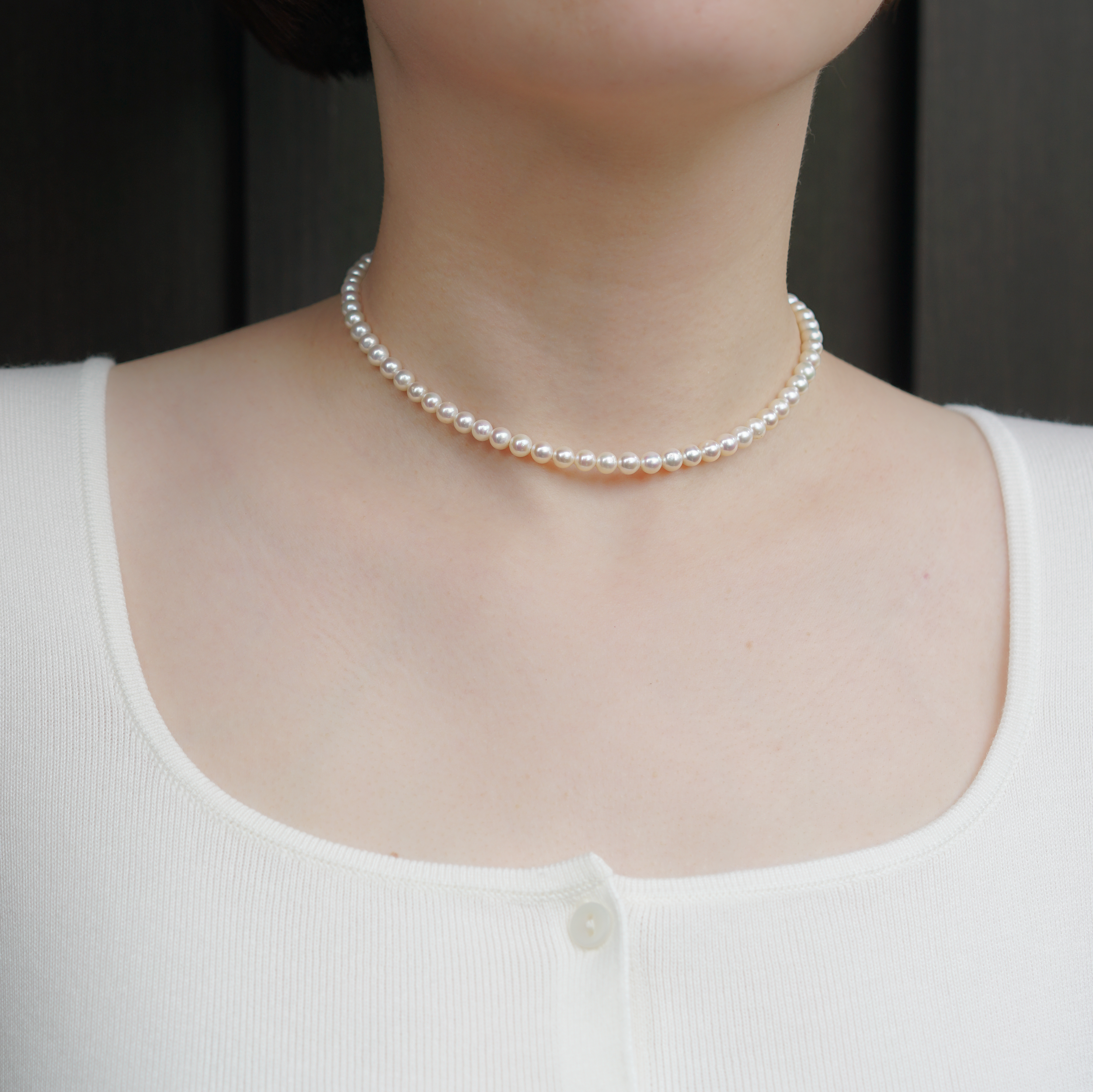 Classic Pearl Necklace | 5–6mm Freshwater Pearl | Lumefia