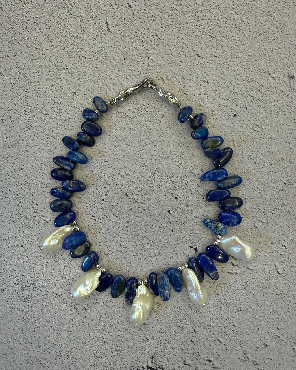 Midnight Tide — Lapis Lazuli & Baroque Pearl Necklace