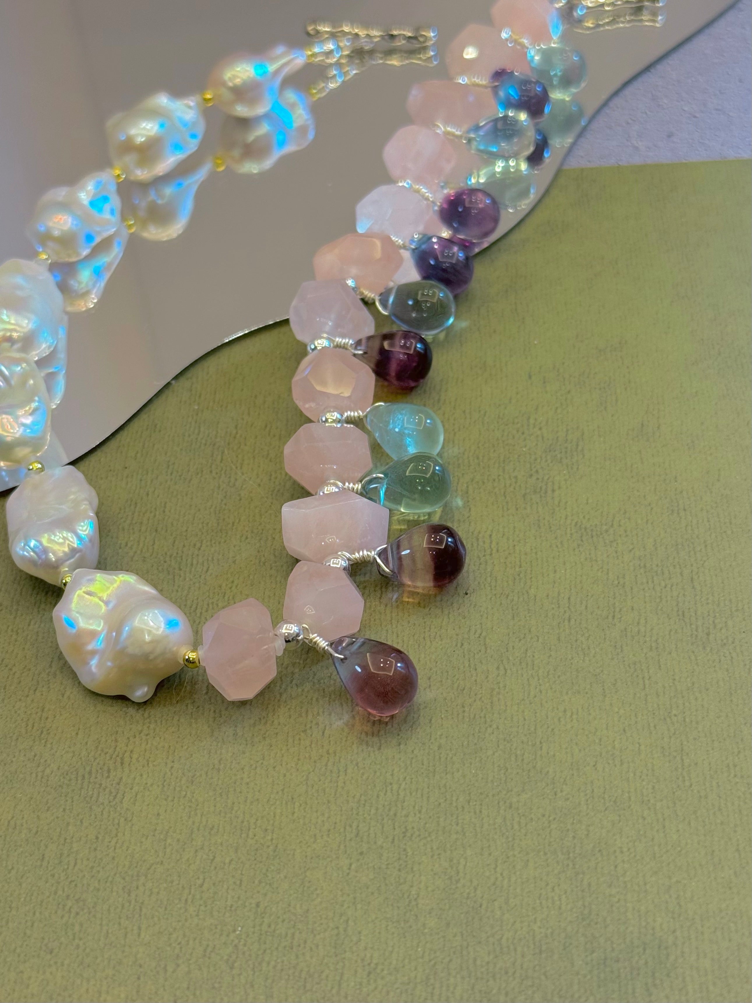 Dew Garden — Baroque Pearl & Quartz Necklace