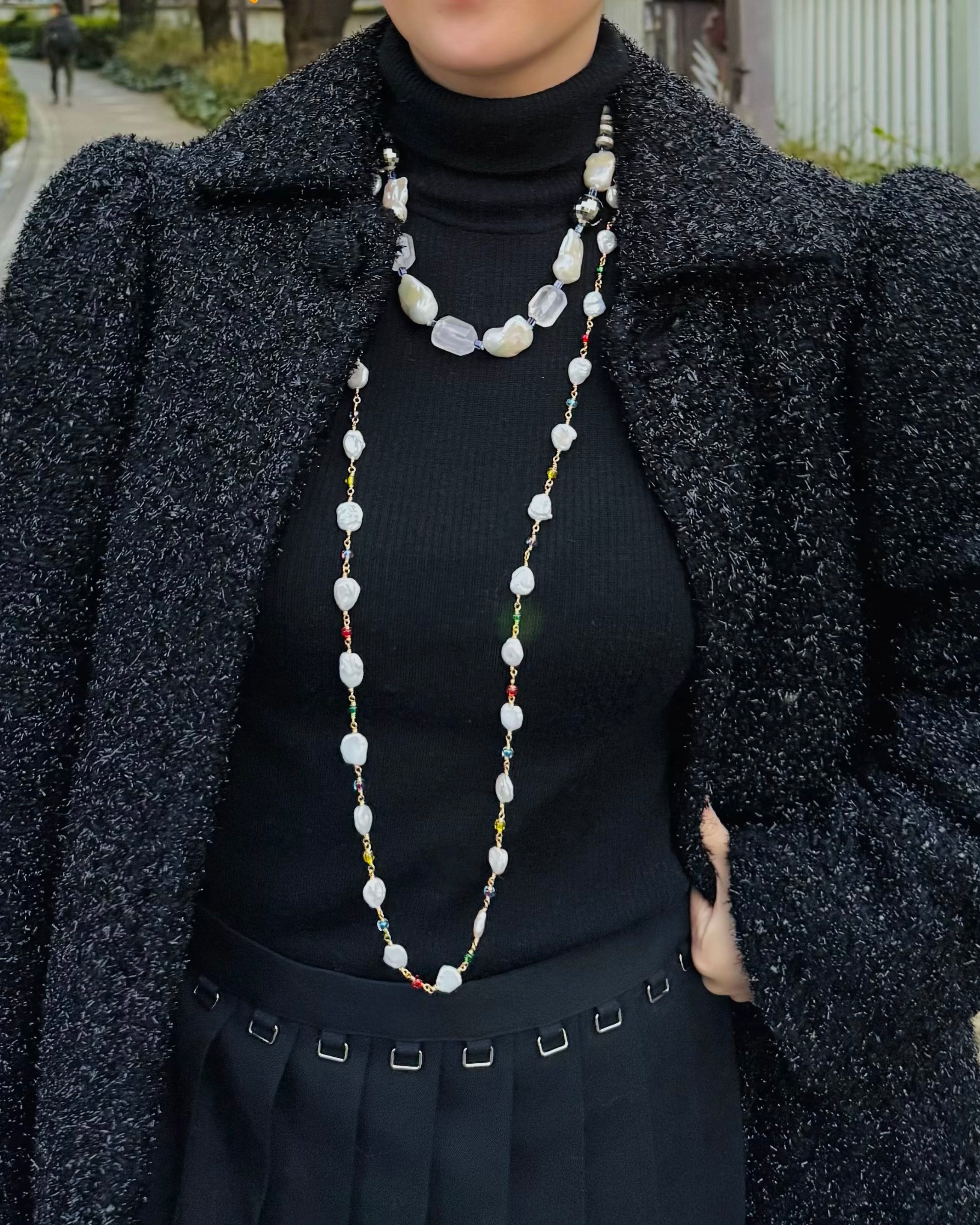 Neon Dusk— Hand-Linked Baroque Pearl Necklace