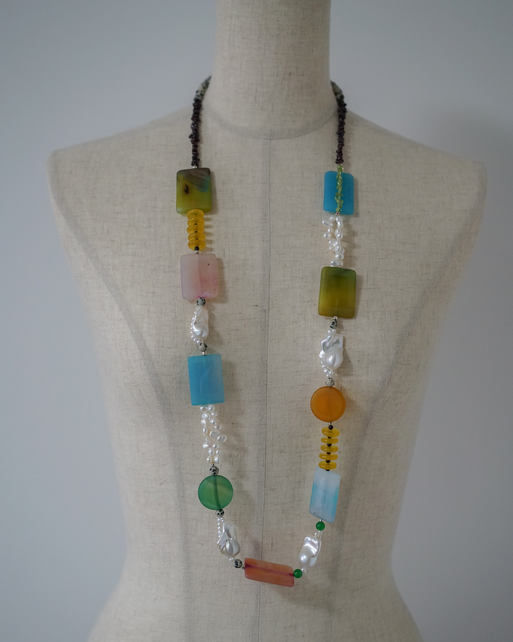 Iris — Baroque Pearl & Agate Necklace