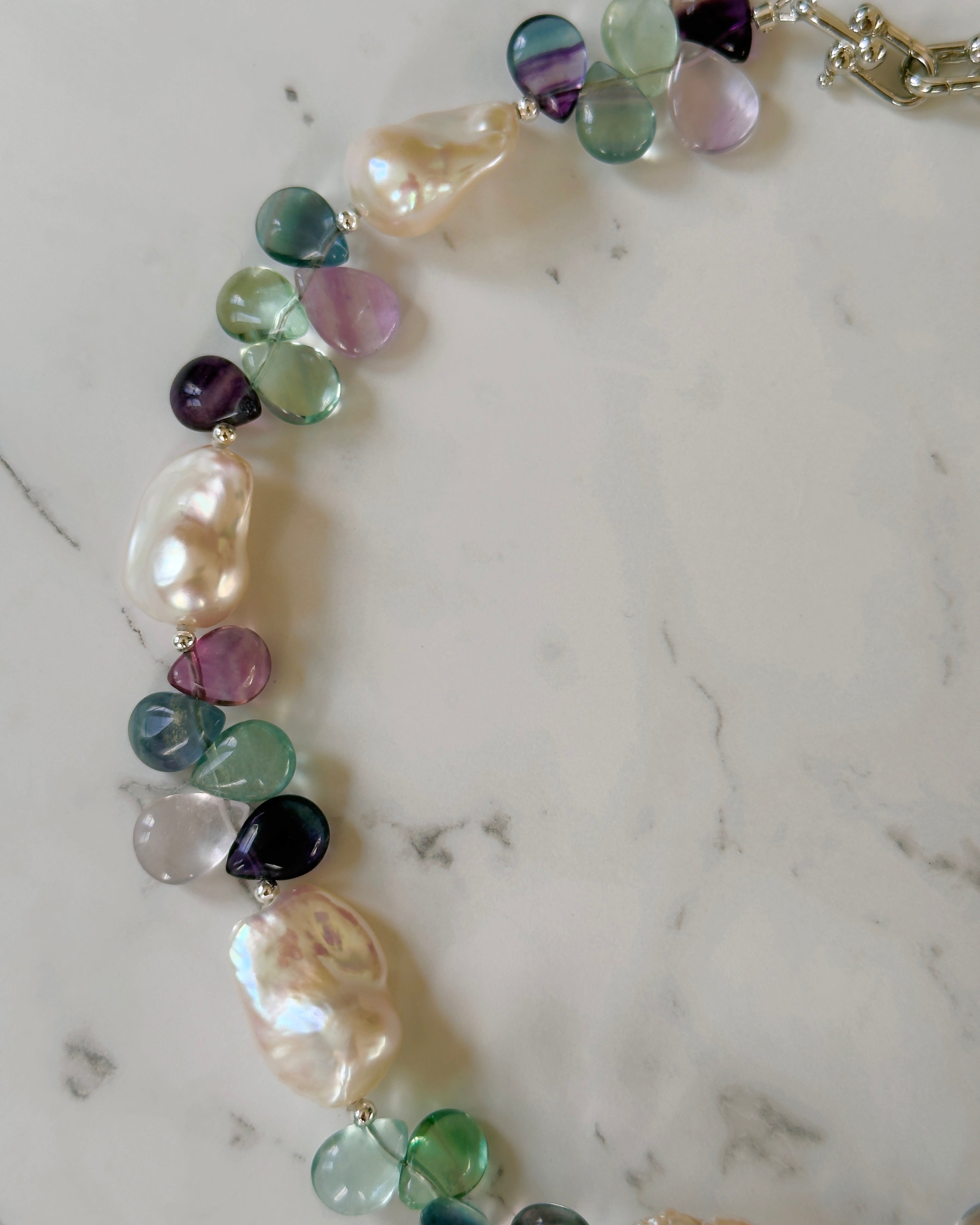 Lake Gleam — Baroque Pearl & Fluorite Necklace