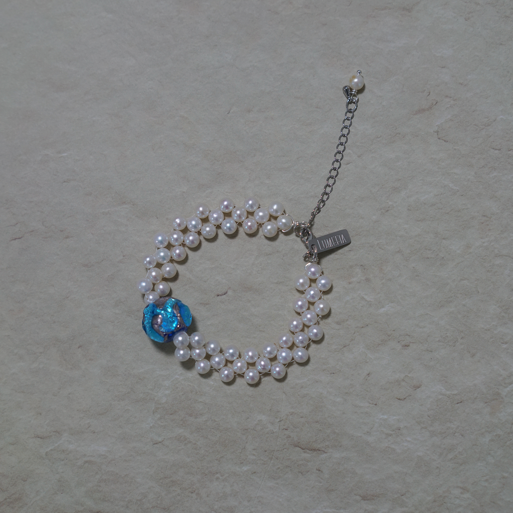 Blue Note | Freshwater Pearl & Japanese Glass Bracelet | Lumefia