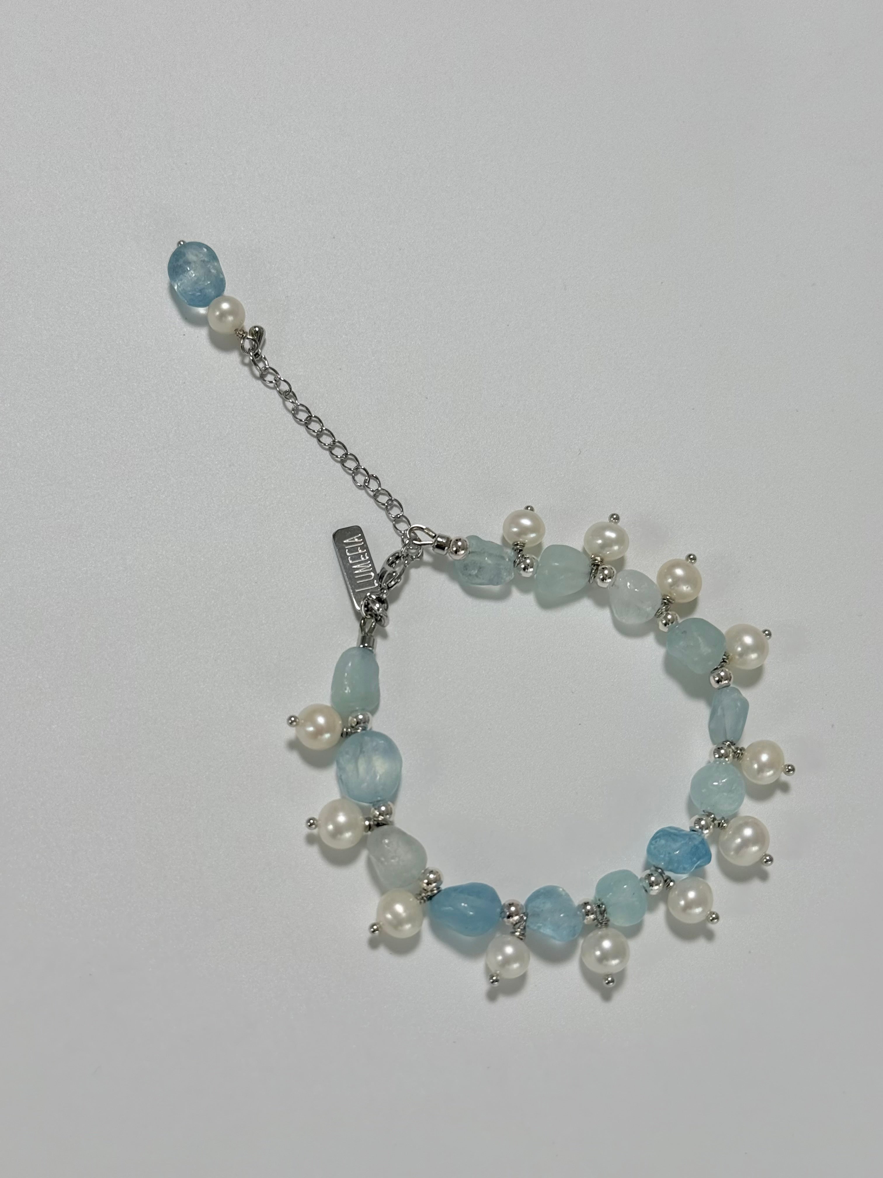 Sea Mist | Aquamarine & Freshwater Pearl Bracelet | Lumefia