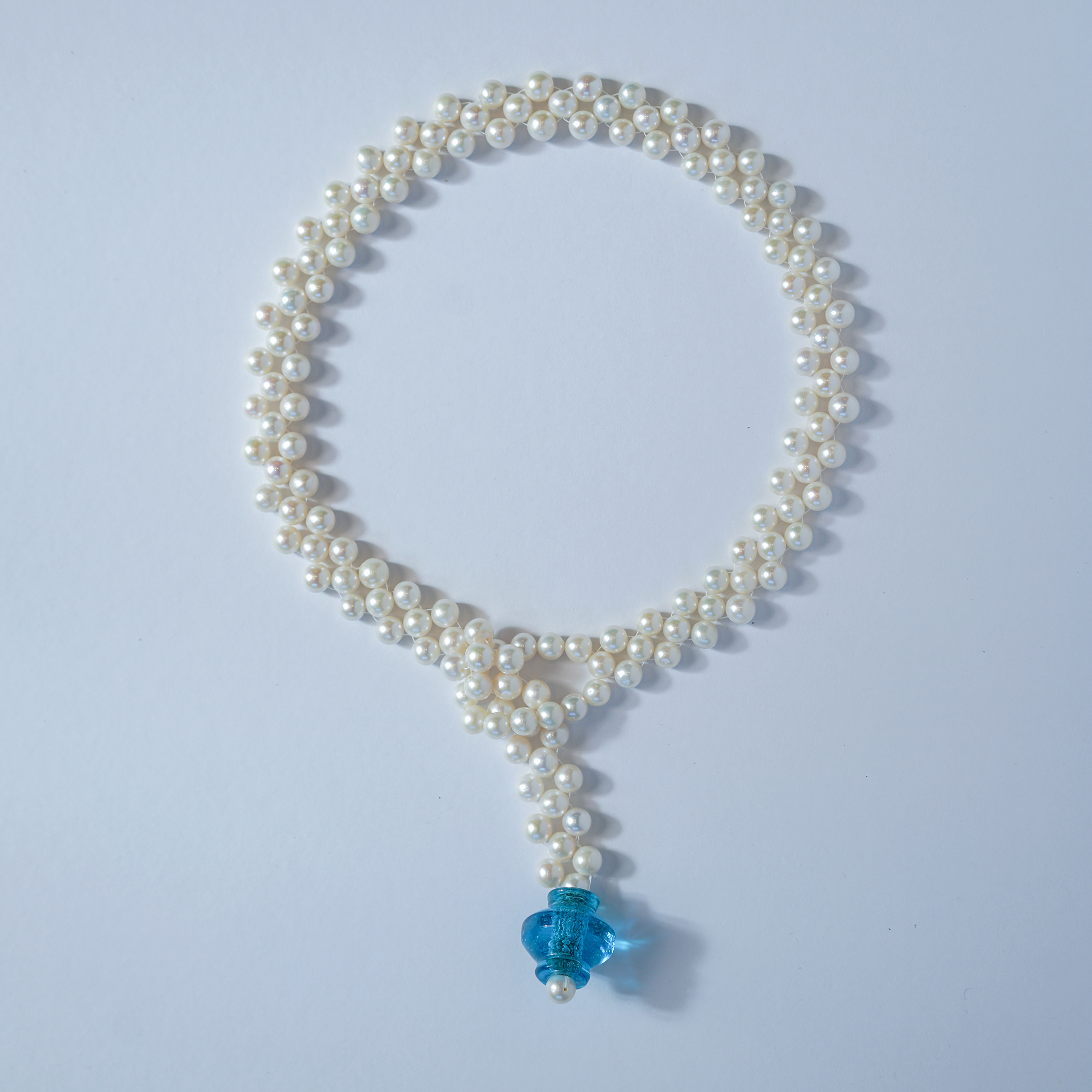 Blue Current | Freshwater Pearl & Indian Glass Necklace | Lumefia