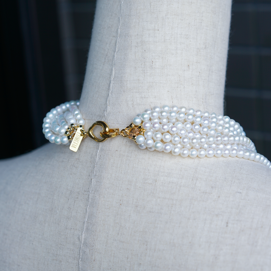 White Noise | Multi-Strand Freshwater Pearl Necklace | Lumefia
