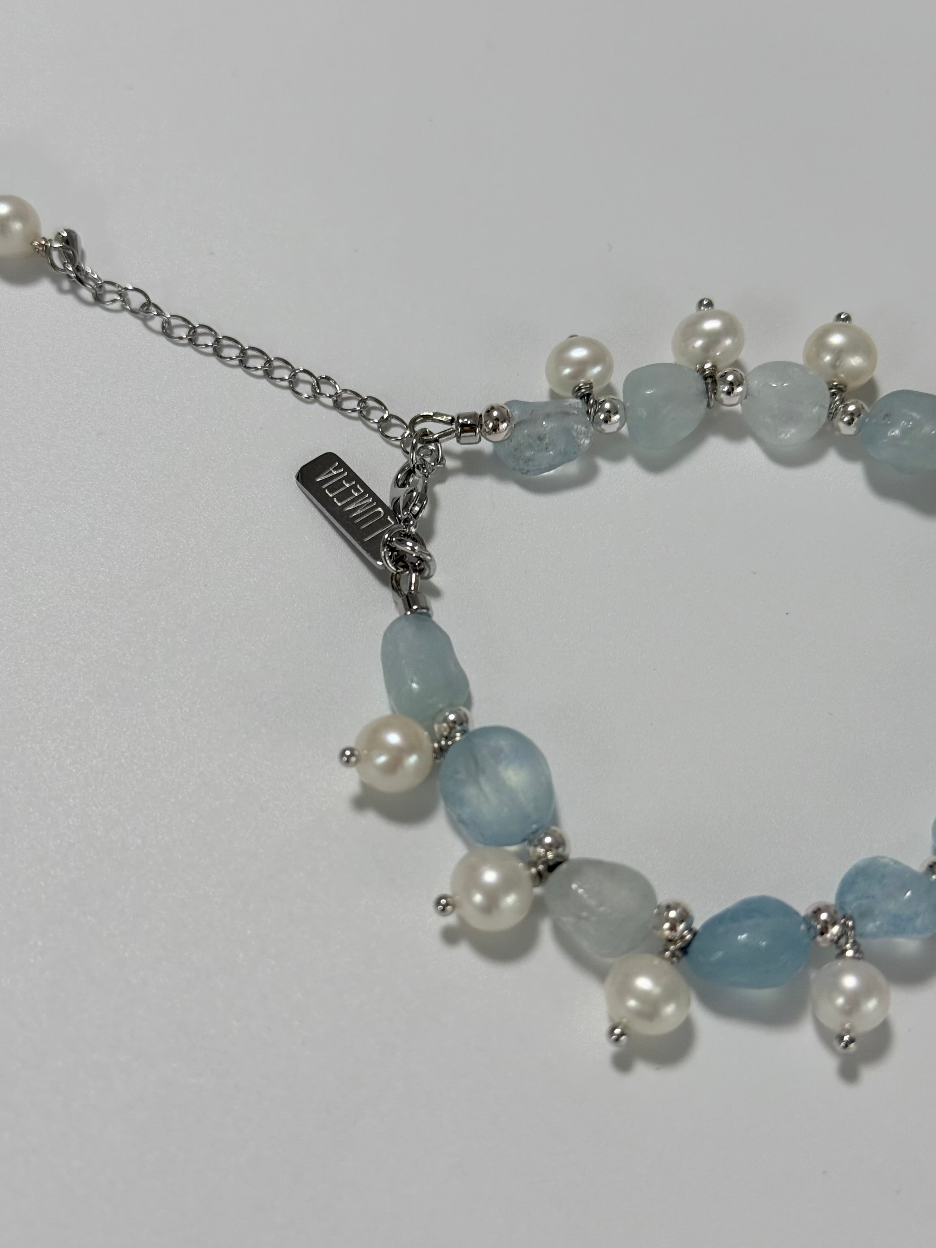 Sea Mist | Aquamarine & Freshwater Pearl Bracelet | Lumefia