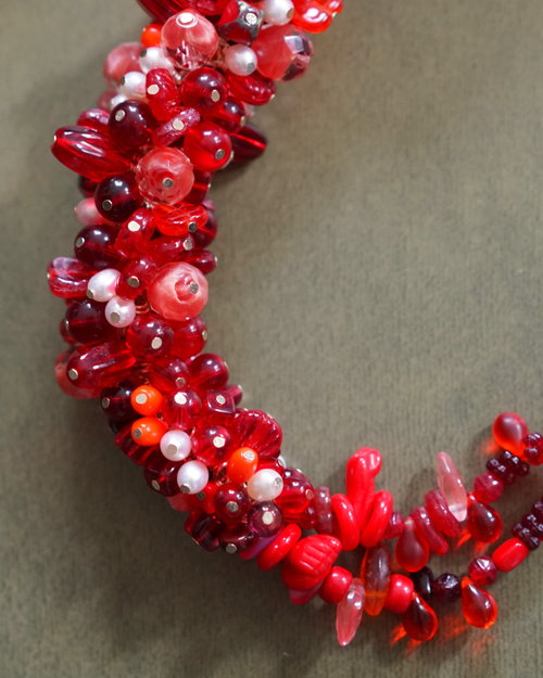 Crimson Bloom — Freshwater Pearl & Czech Glass Necklace