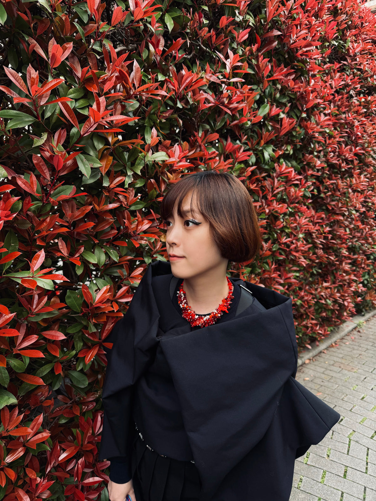 Crimson Bloom | Freshwater Pearl & Czech Glass Handmade Statement Necklace | Lumefia