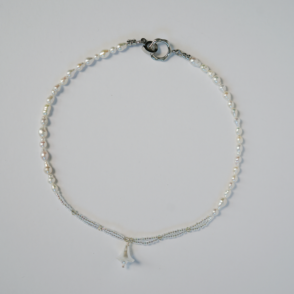 Dewdrop Lily | Mini Baroque Freshwater Pearl & Glass Necklace | Lumefia