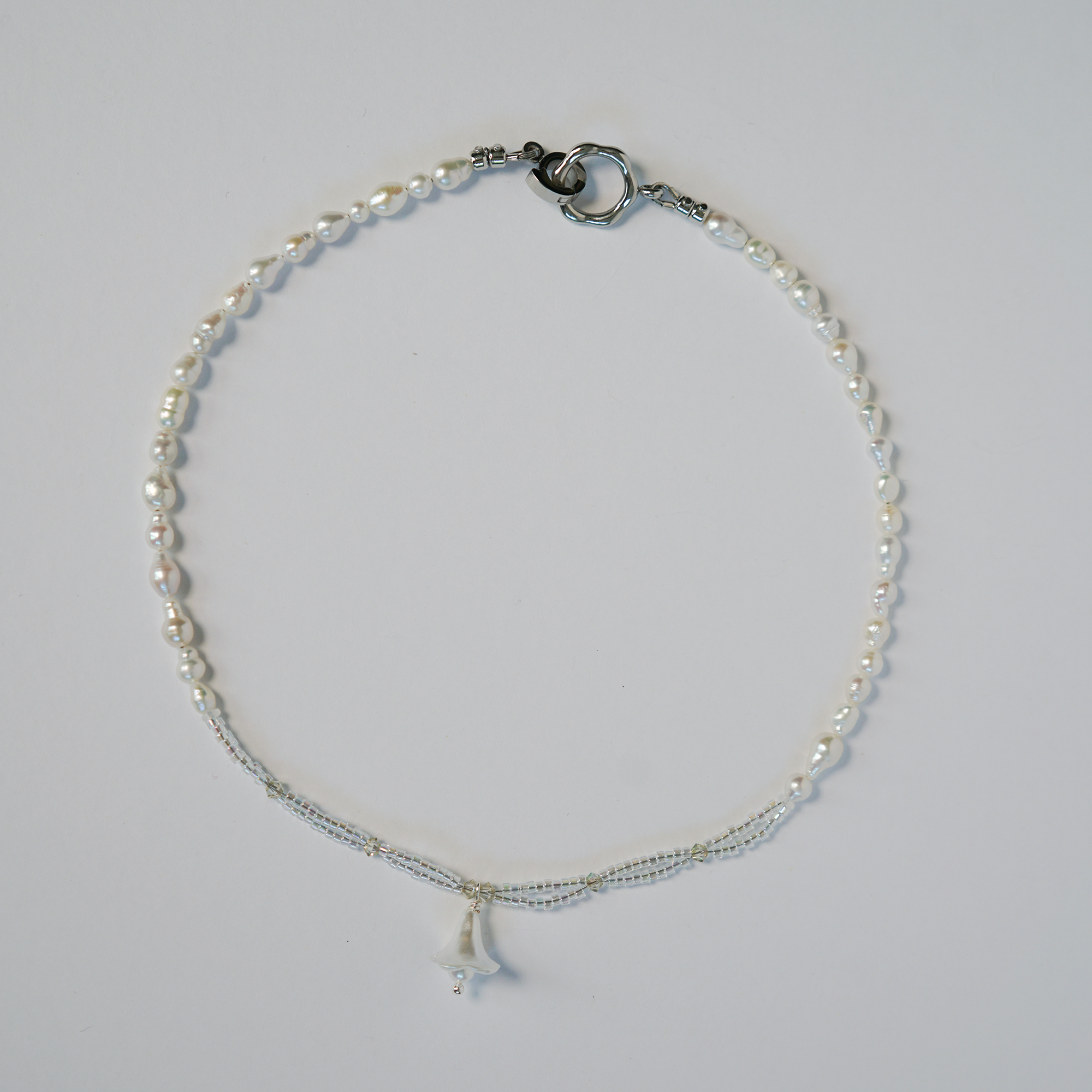 Dewdrop Lily | Mini Baroque Freshwater Pearl & Glass Necklace | Lumefia