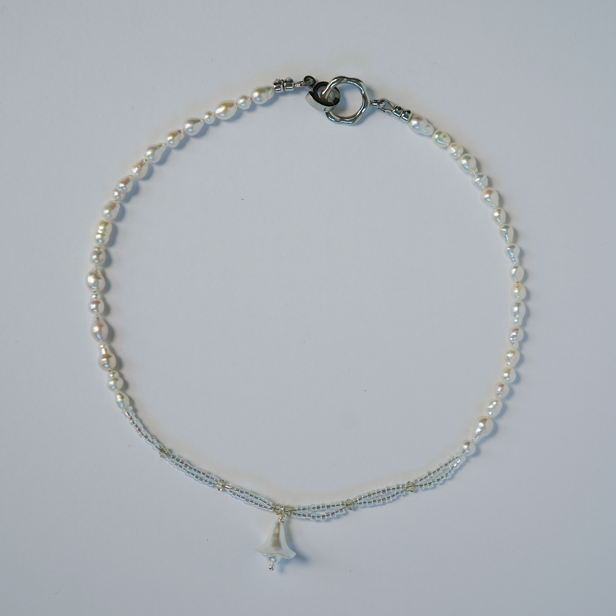 Dewdrop Lily | Mini Baroque Freshwater Pearl & Glass Necklace | Lumefia