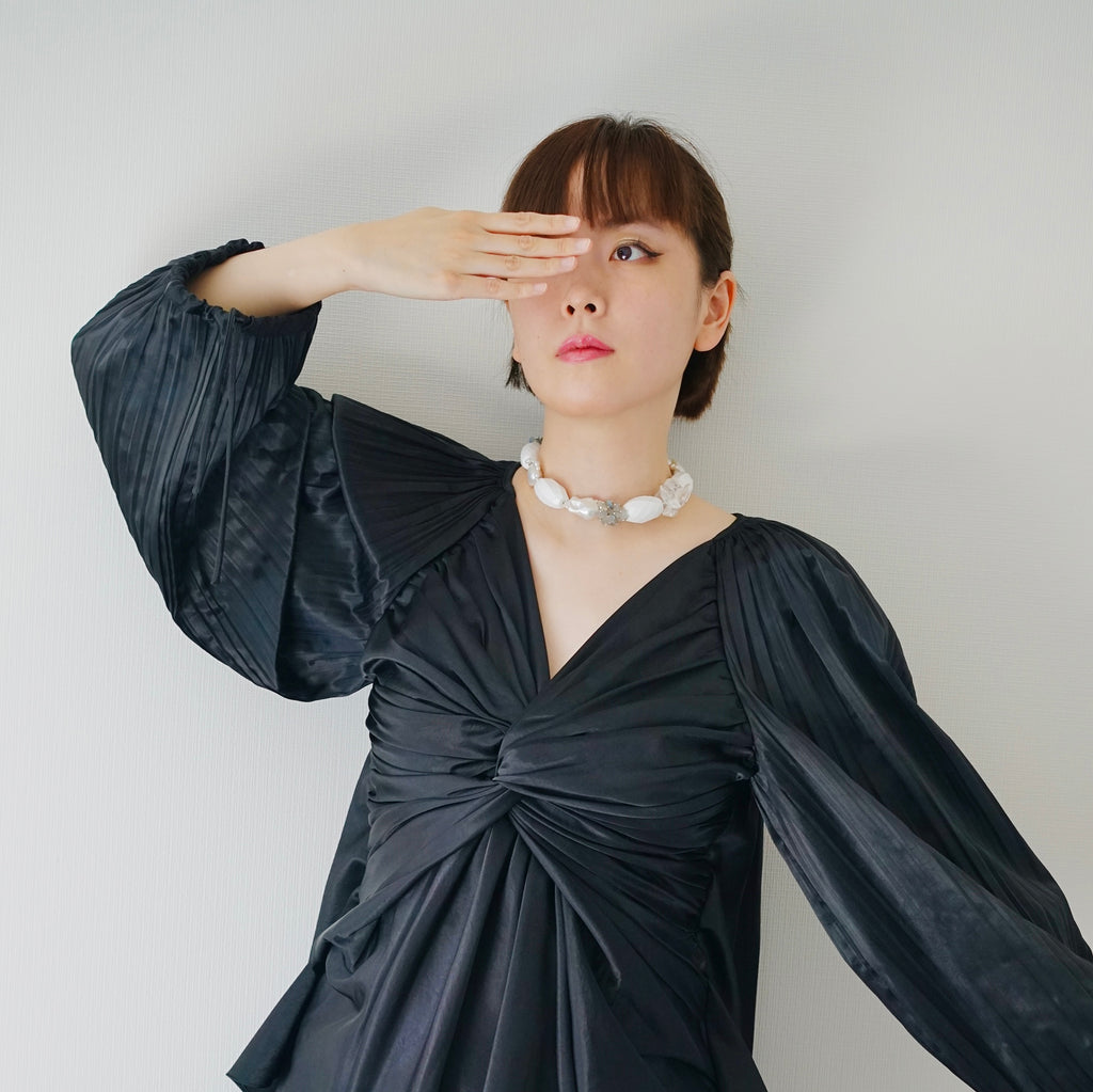 Prism Veil — Baroque Pearl & White Agate Necklace