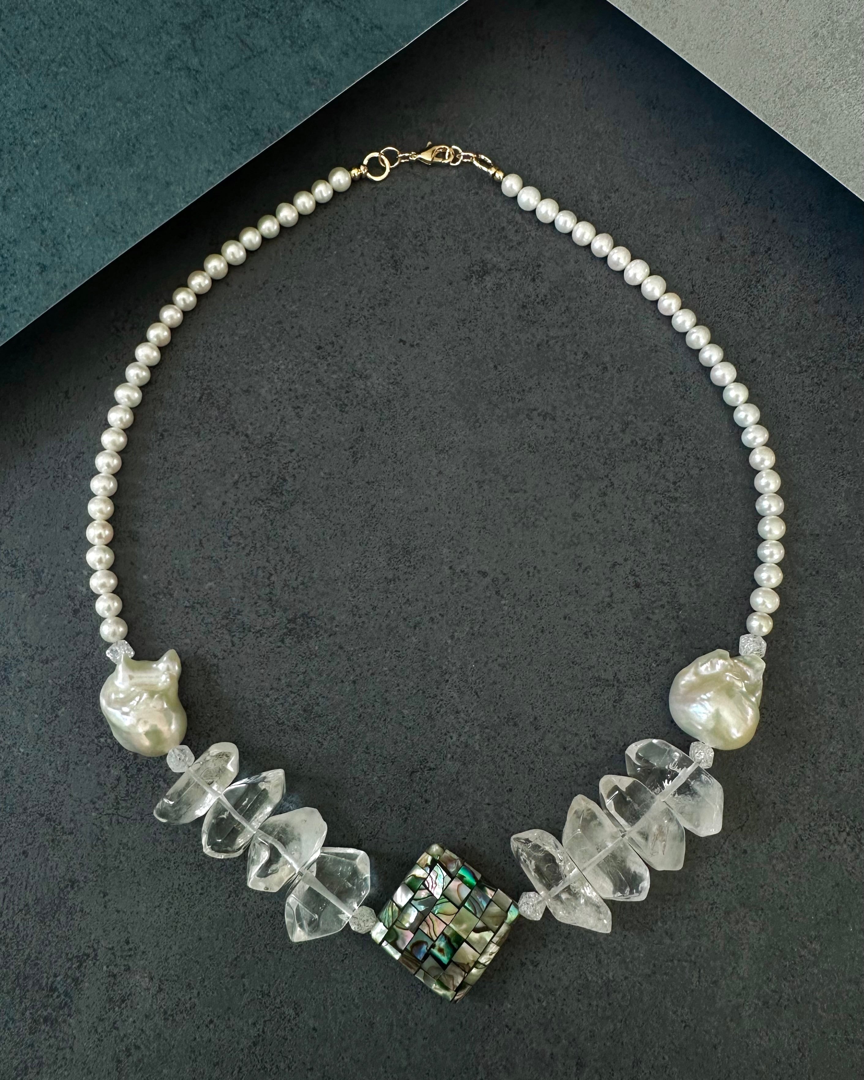 Prism Fragment — Pearl & Quartz Necklace