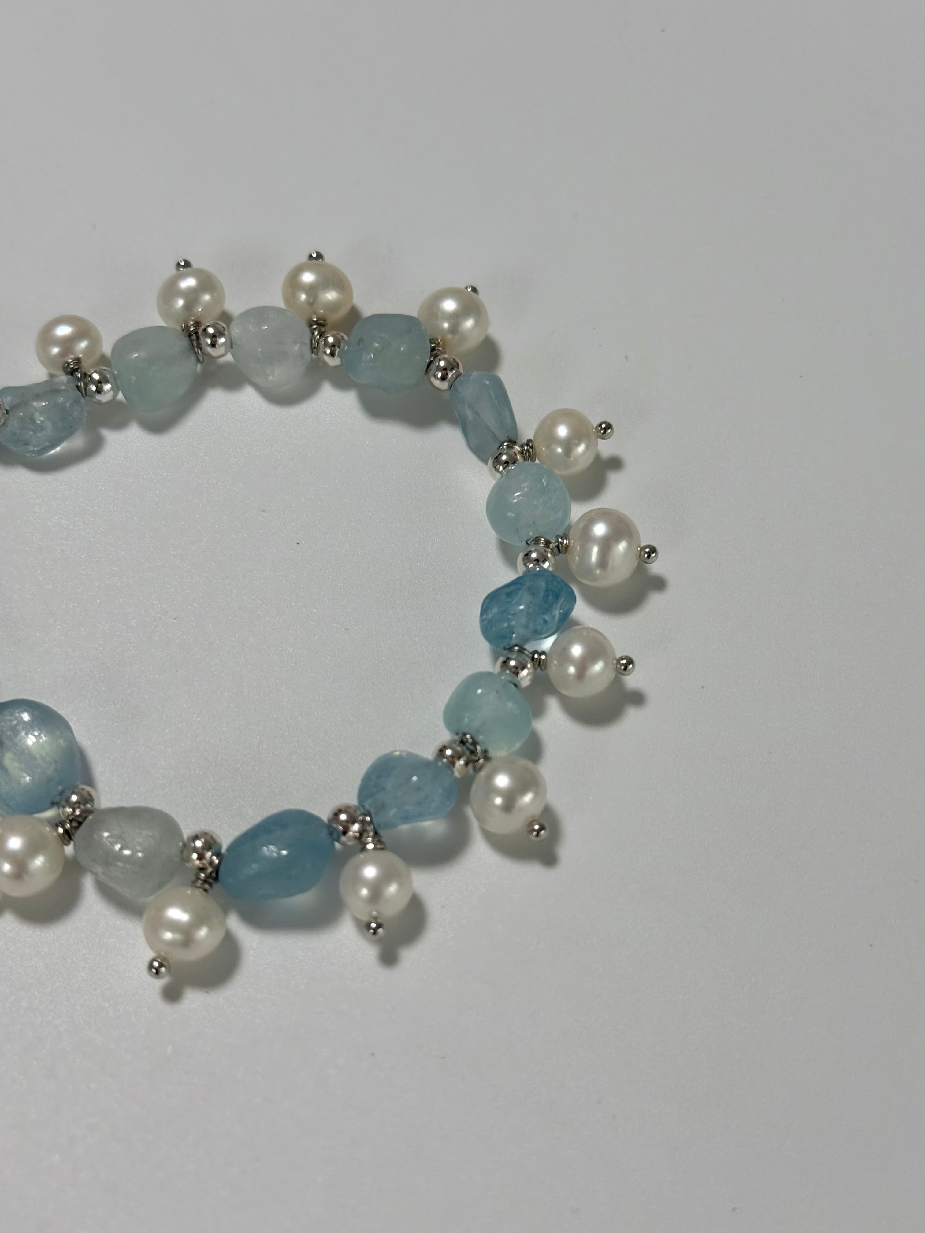 Sea Mist | Aquamarine & Freshwater Pearl Bracelet | Lumefia