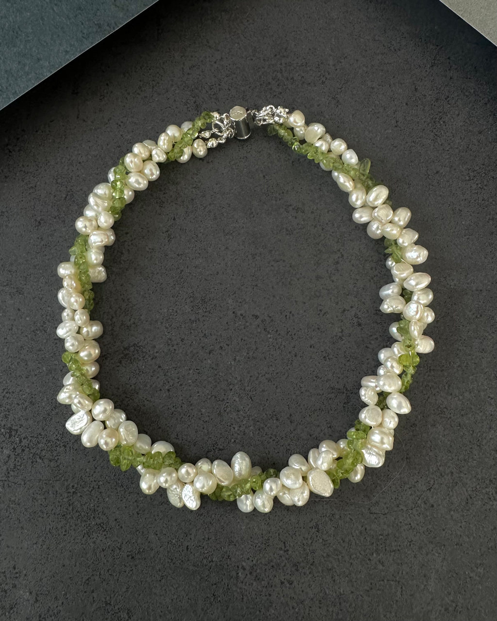 Verdant Murmur — Peridot & Pearl Choker