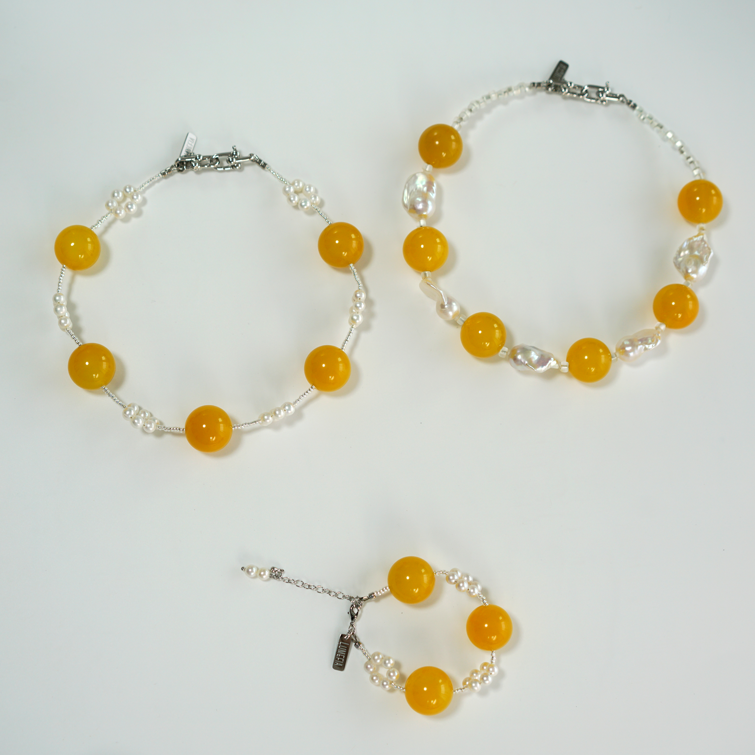 Citrus Glow Bracelet | Agate & Pearl Bracelet | Lumefia